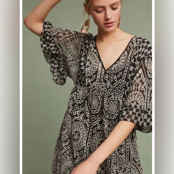 Anthropologie Akemi + Kim Brooke embroidered eyelet loose fit dress size 2 - Picture 2 of 12